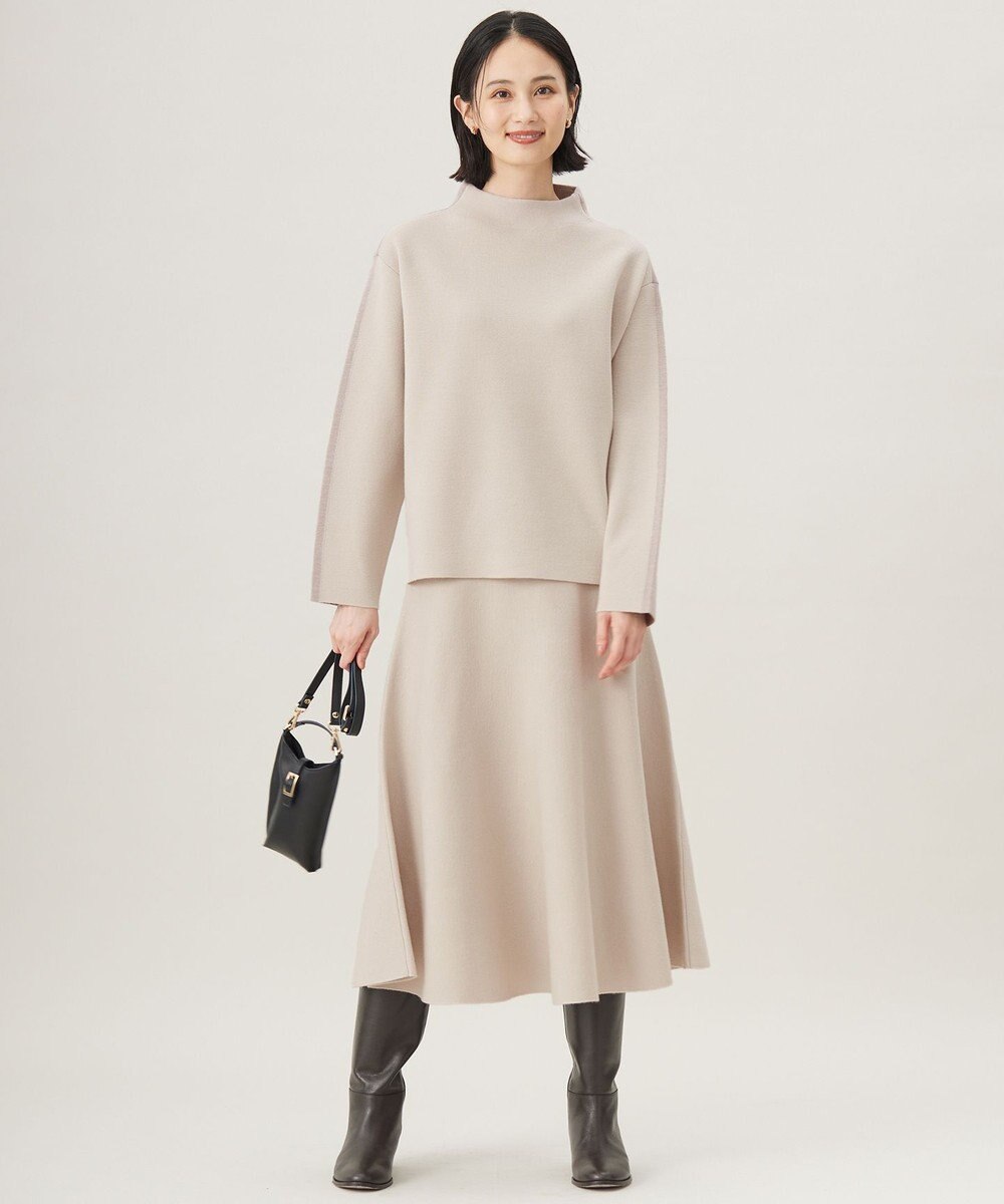 自由区 【セットアップ対応・洗える】ウールミラノボトルネック ニット 