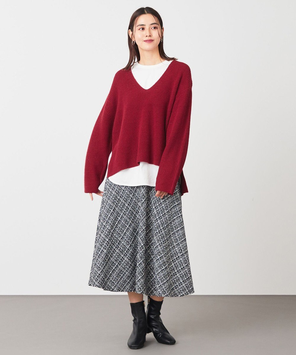 ANY ウールブレンドバルキーニット Vネック 