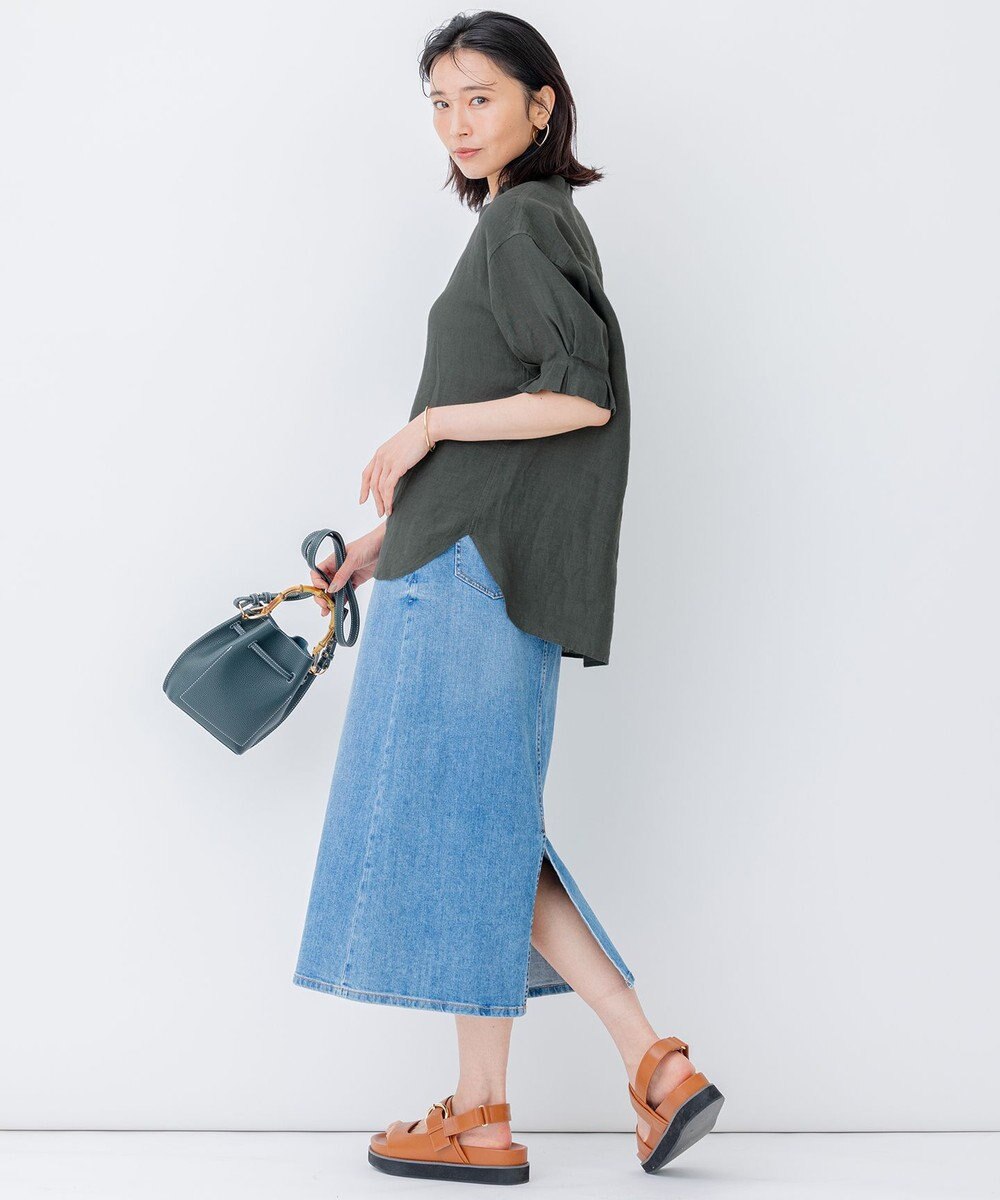 23区 S 【洗える】LIBECO スキッパーブラウス 