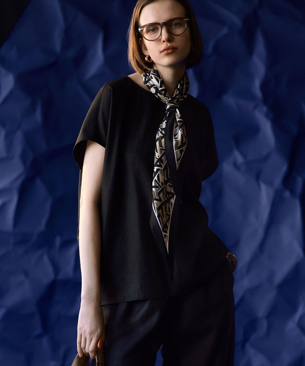 23区 L 【洗える】トリアセスラブストレッチ フレンチスリーブ ブラウス 