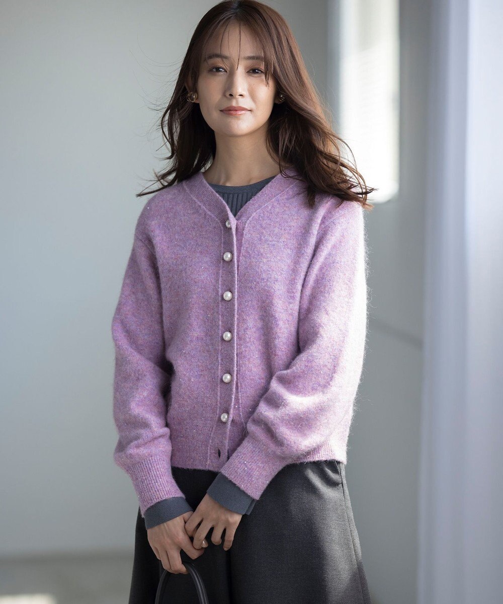 組曲 【人気商品再入荷！】スパンコールヤーン ニットカーディガン 