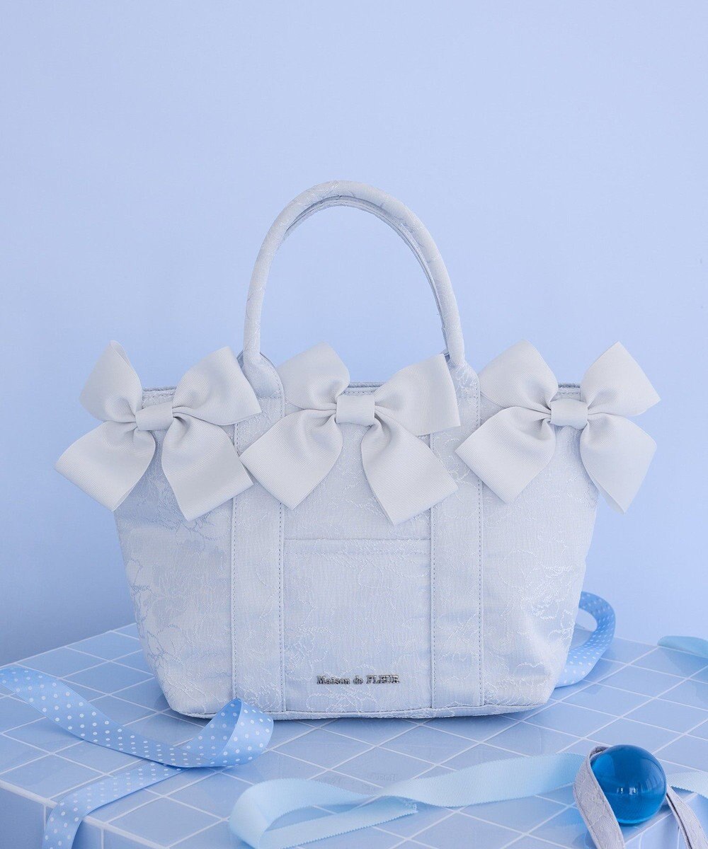 Maison de FLEUR ブルーマニアボリュームリボン２ＷａｙトートＭバッグ 