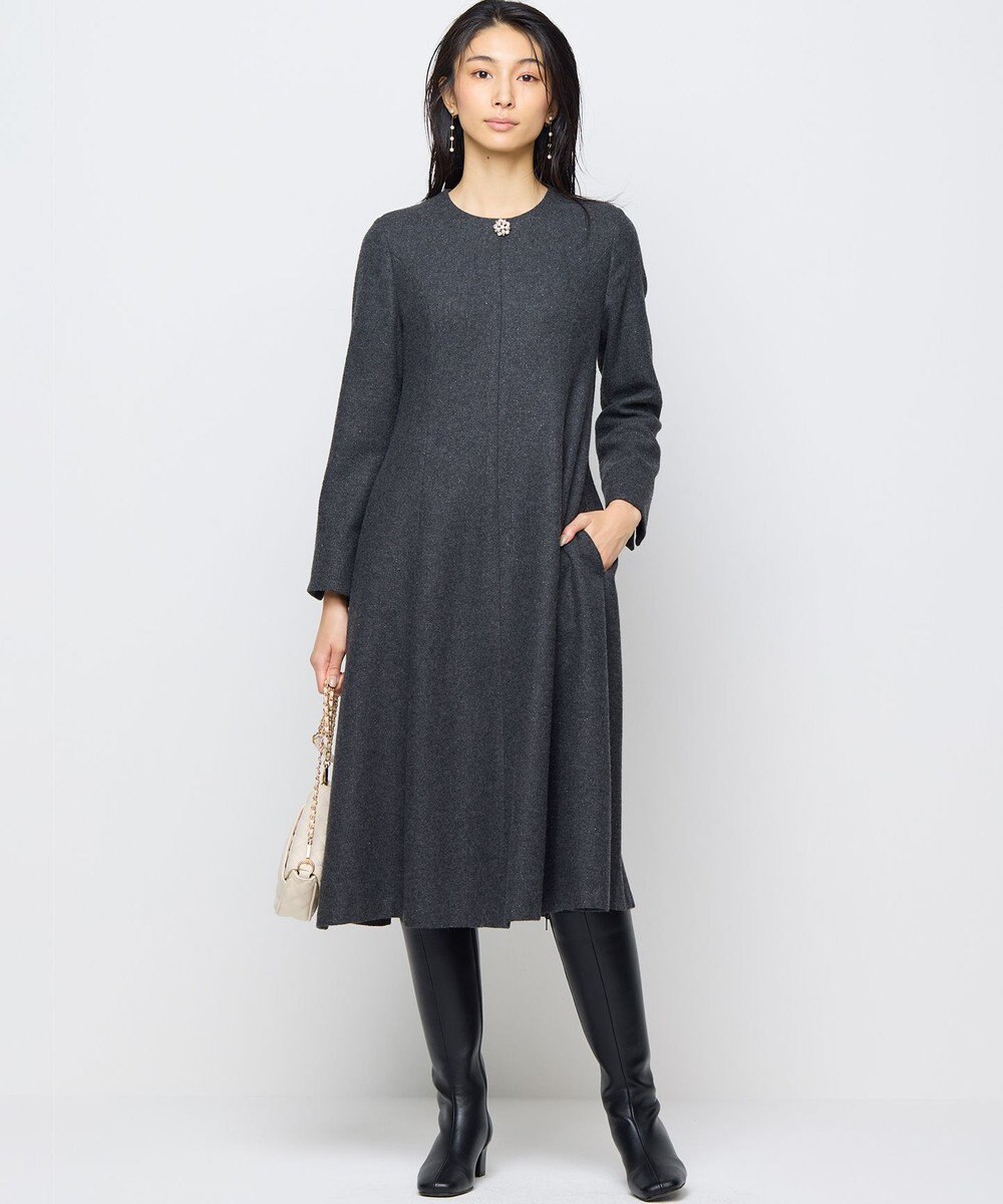 組曲 【2WAY】ラメフラノ フリル襟ワンピース 