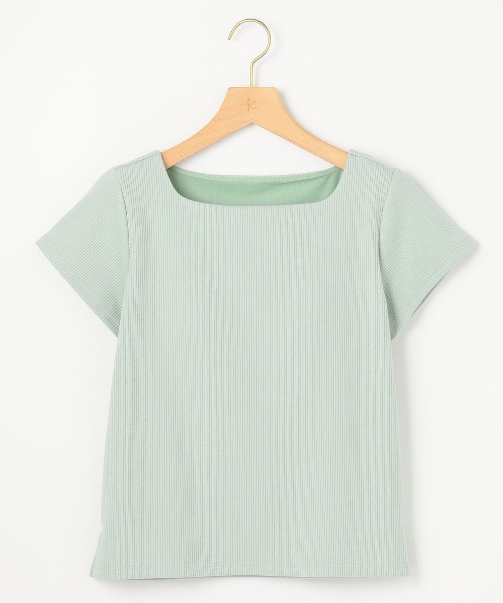 組曲 L 【WEB限定】ストライプジャガード カップ付きTシャツ 