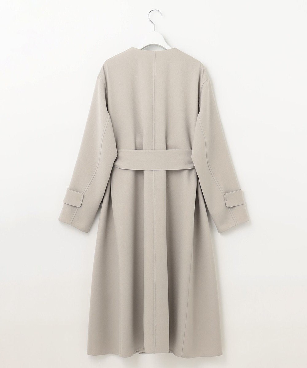 自由区 【洗える】ライトダブルクロス ノーカラーコート 