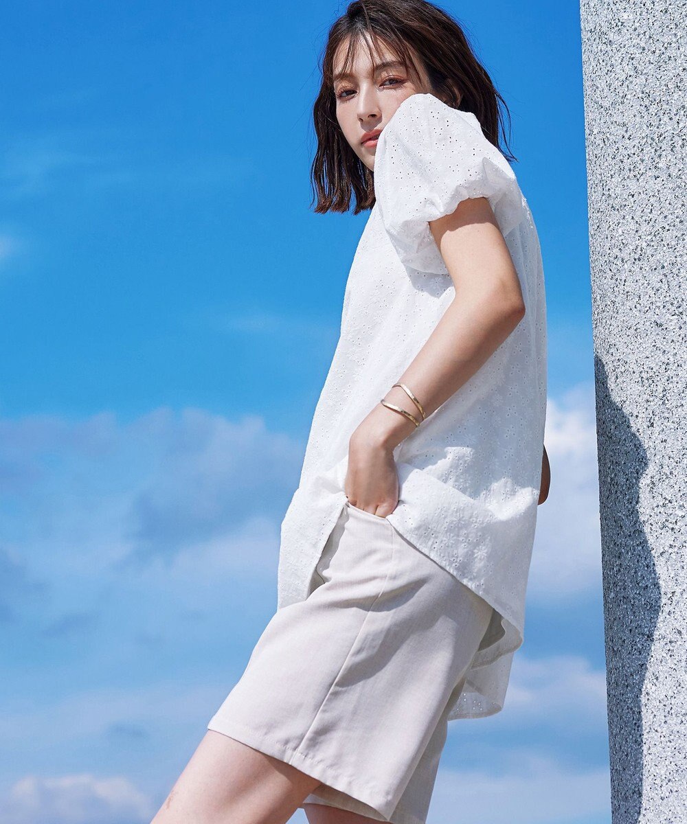 Tiaclasse 【2TYPE/総レース・袖レース】パンチングレースパフスリーブチュニックブラウス 