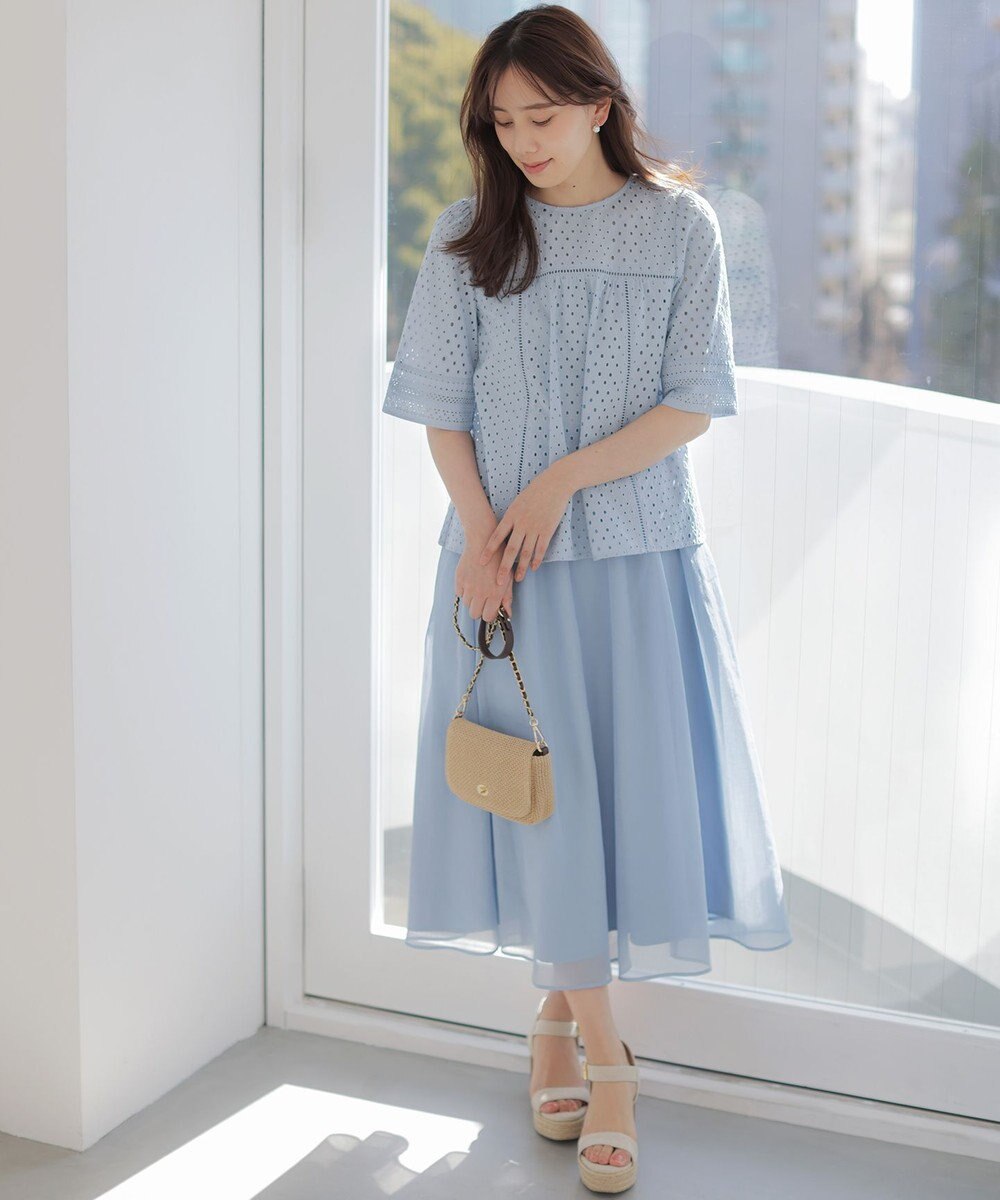 組曲 【先行予約】エンブロイダリーレース5分袖 ブラウス 