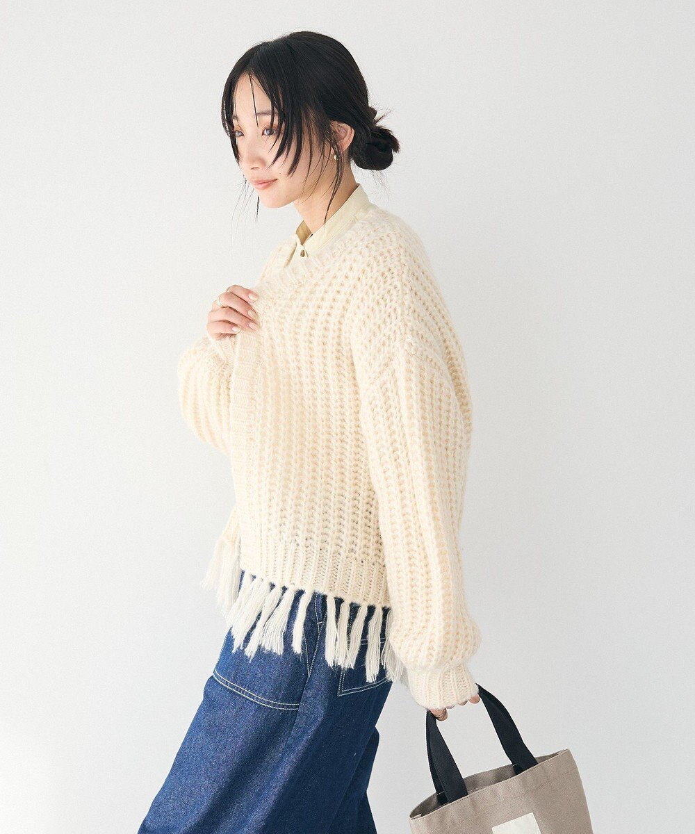 CRAFT STANDARD BOUTIQUE 洗える/フリンジニットカーディガン 