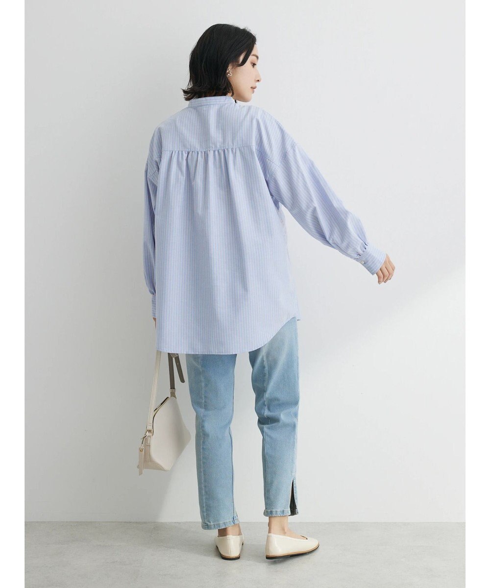 Green Parks ストライプレースアップシャツ 