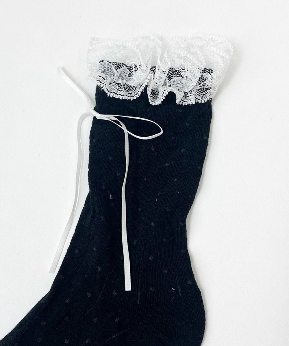 WEGO レース付きサテンリボンソックス 