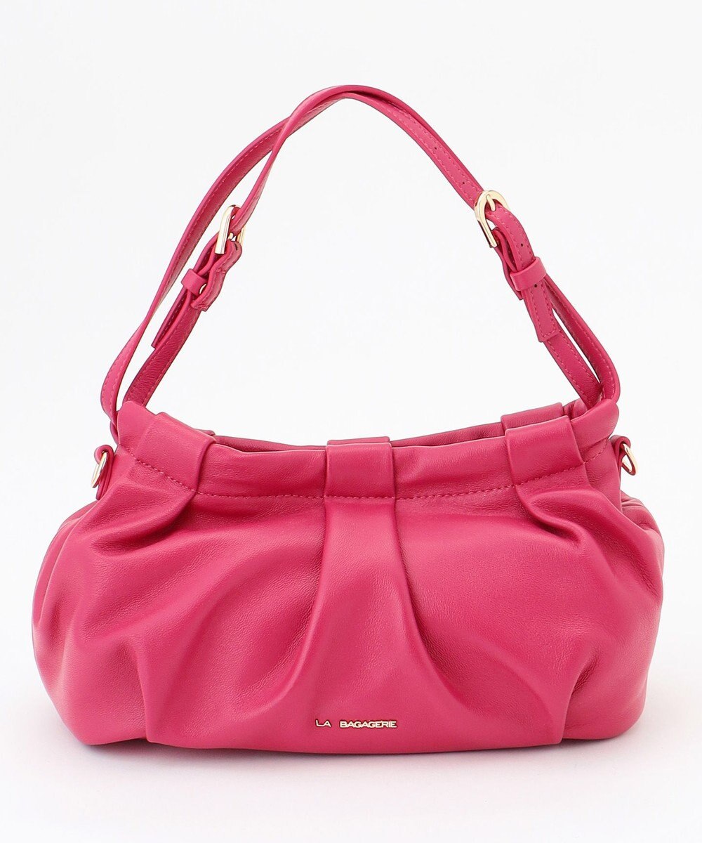 LA BAGAGERIE シープレザー　ギャザーミニバッグ 