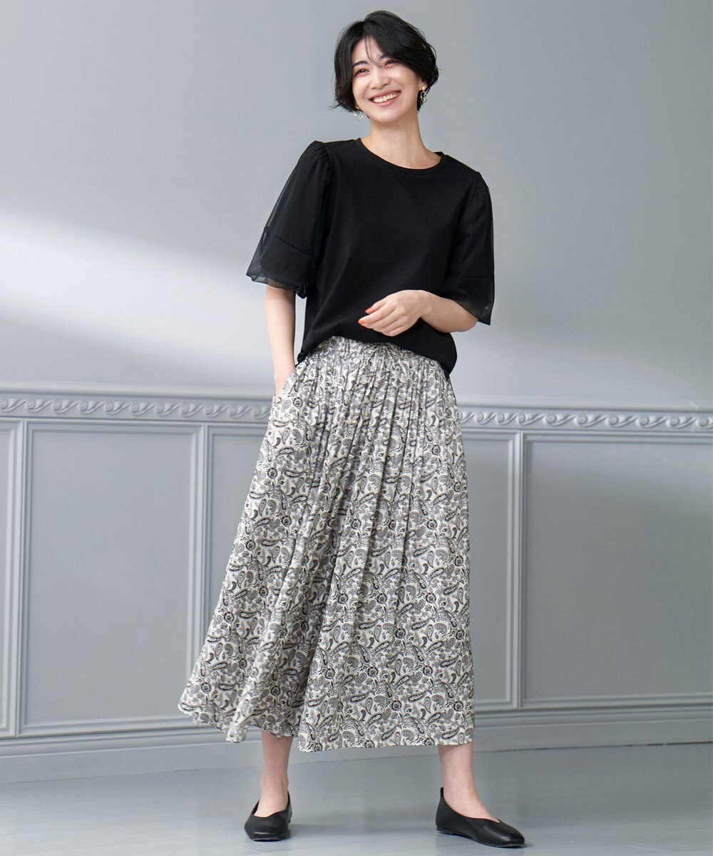 ANY チュールコンビパフスリーブプルオーバー 