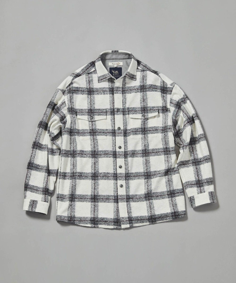JOSEPH ABBOUD MOUNTAIN 【SPACE／UNISEX】フランネルジャージーブロック シャツ 
