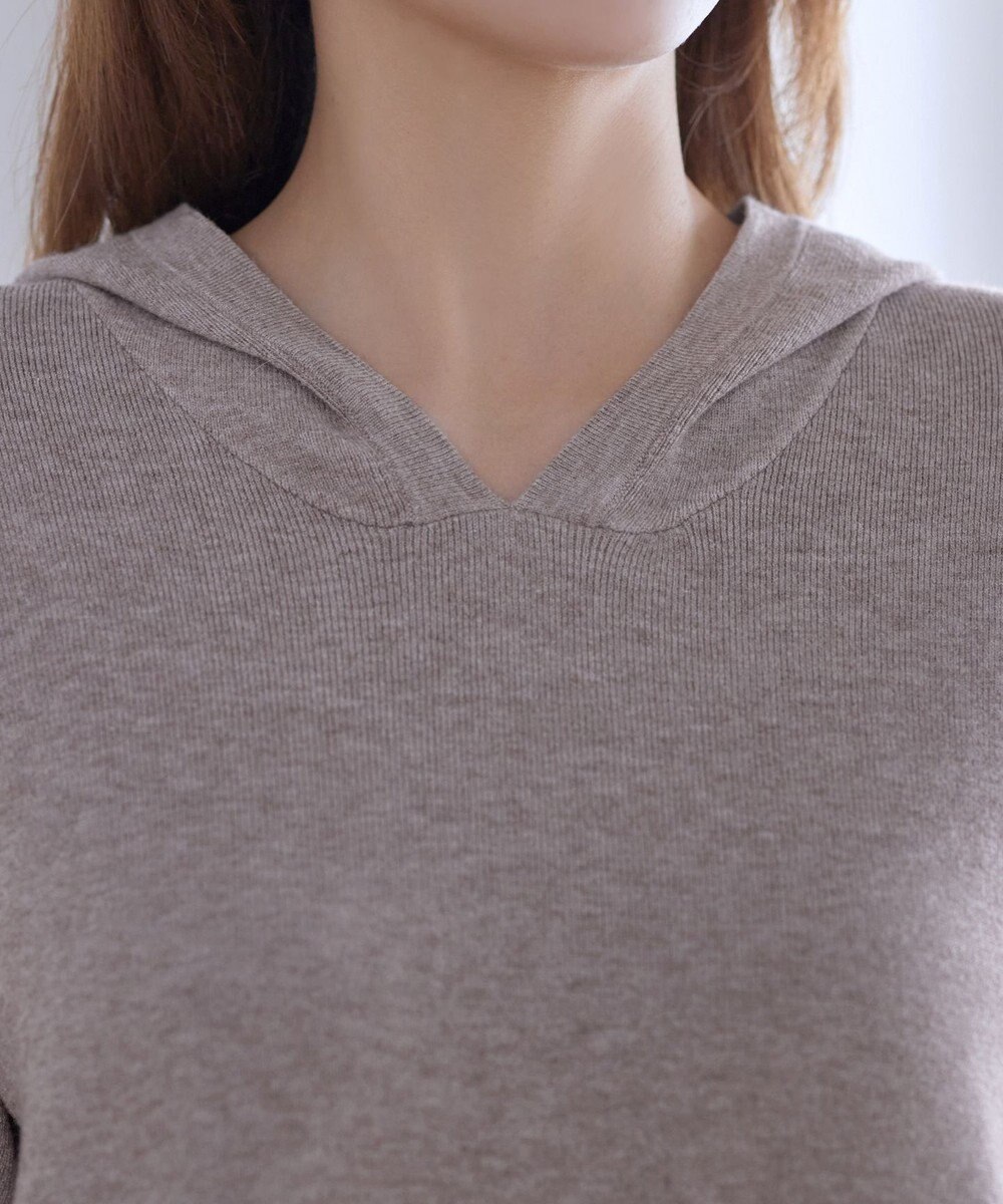 Tiaclasse メランジ配色フーディーニットチュニック 