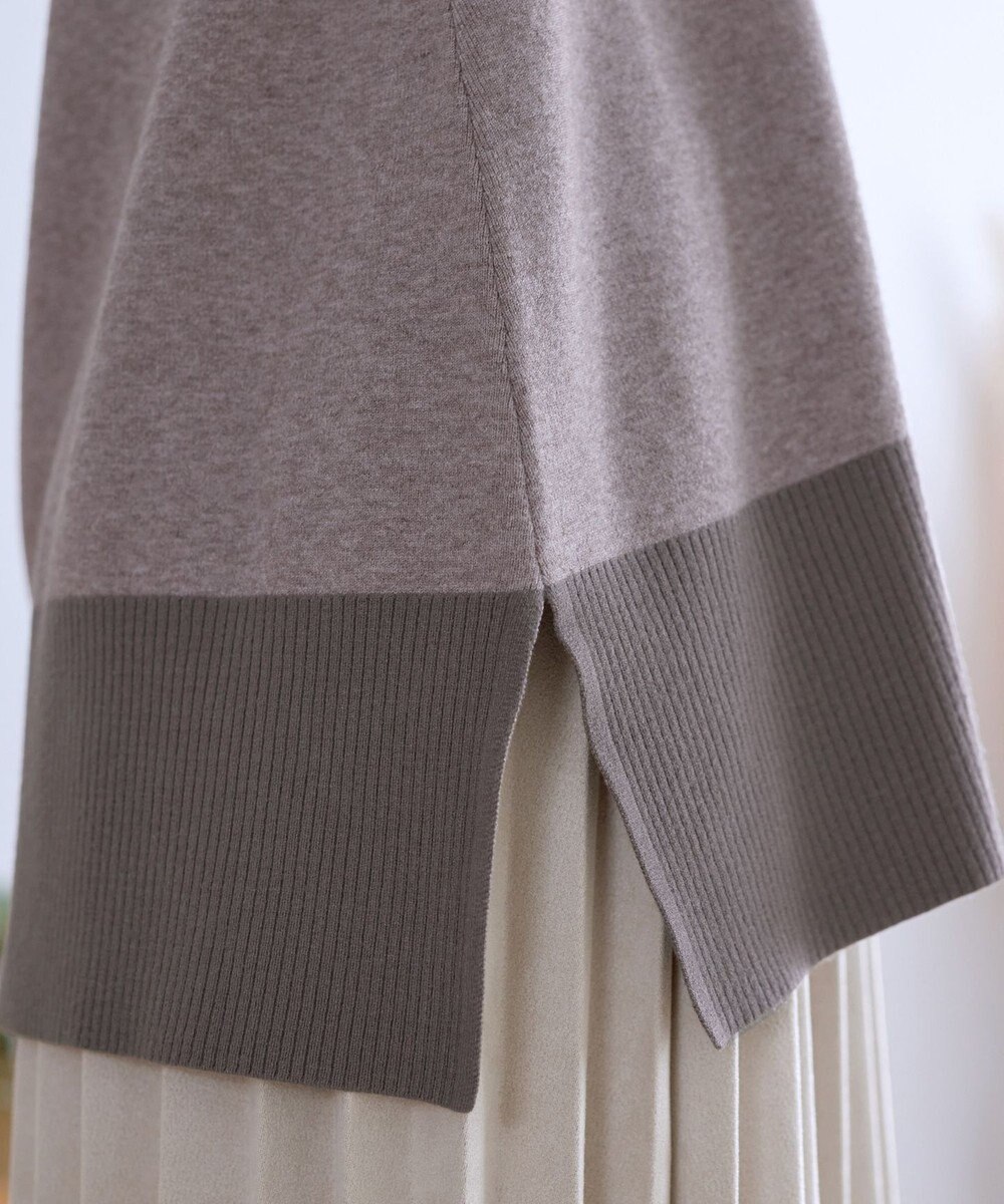 Tiaclasse メランジ配色フーディーニットチュニック 