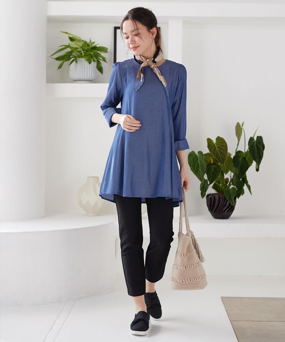 Tiaclasse L 【おのののかさん着用】半袖＆七分袖選べる袖丈バックフレアチュニック 