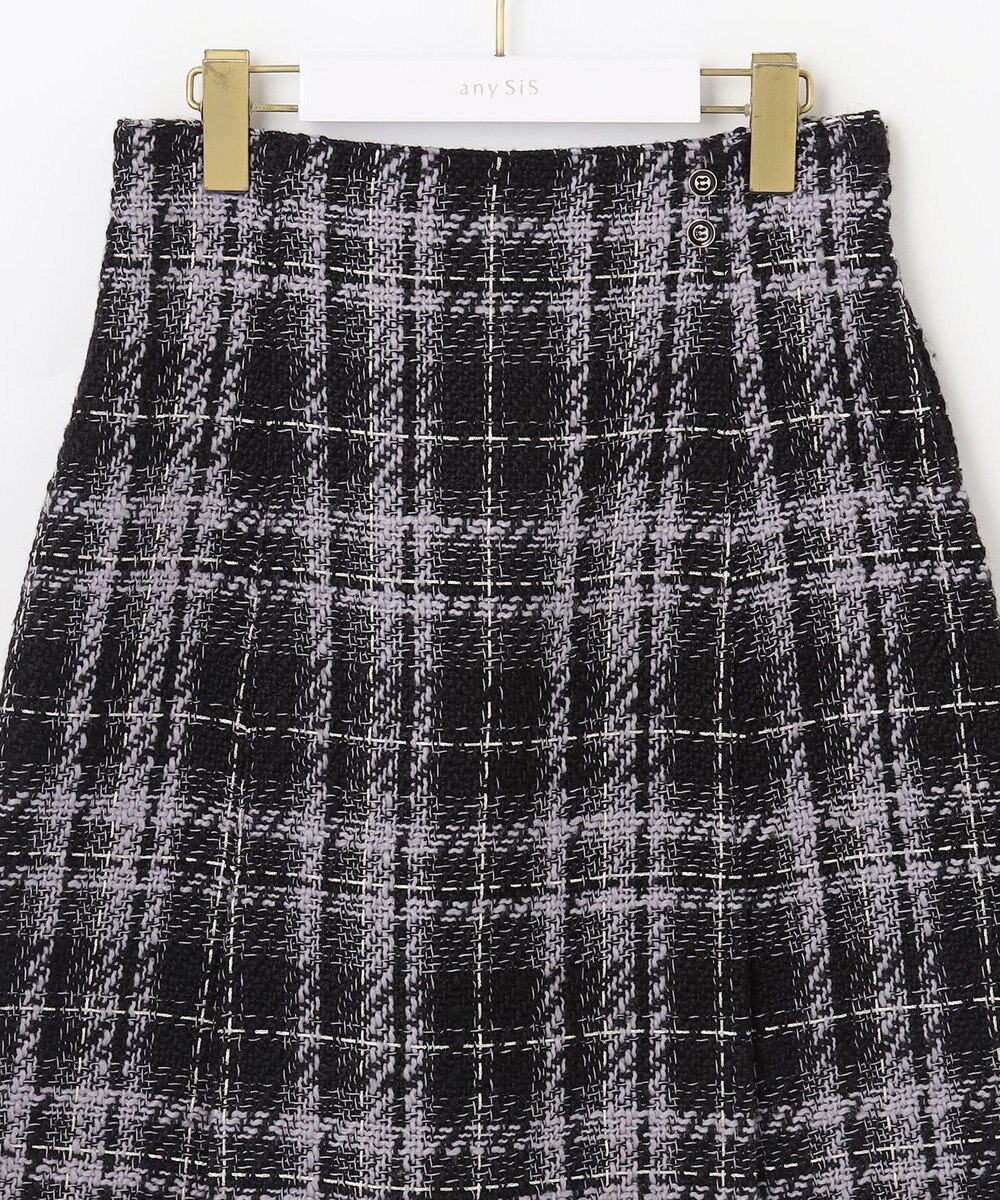 ANY SIS S ファジーチェック ミニスカート 