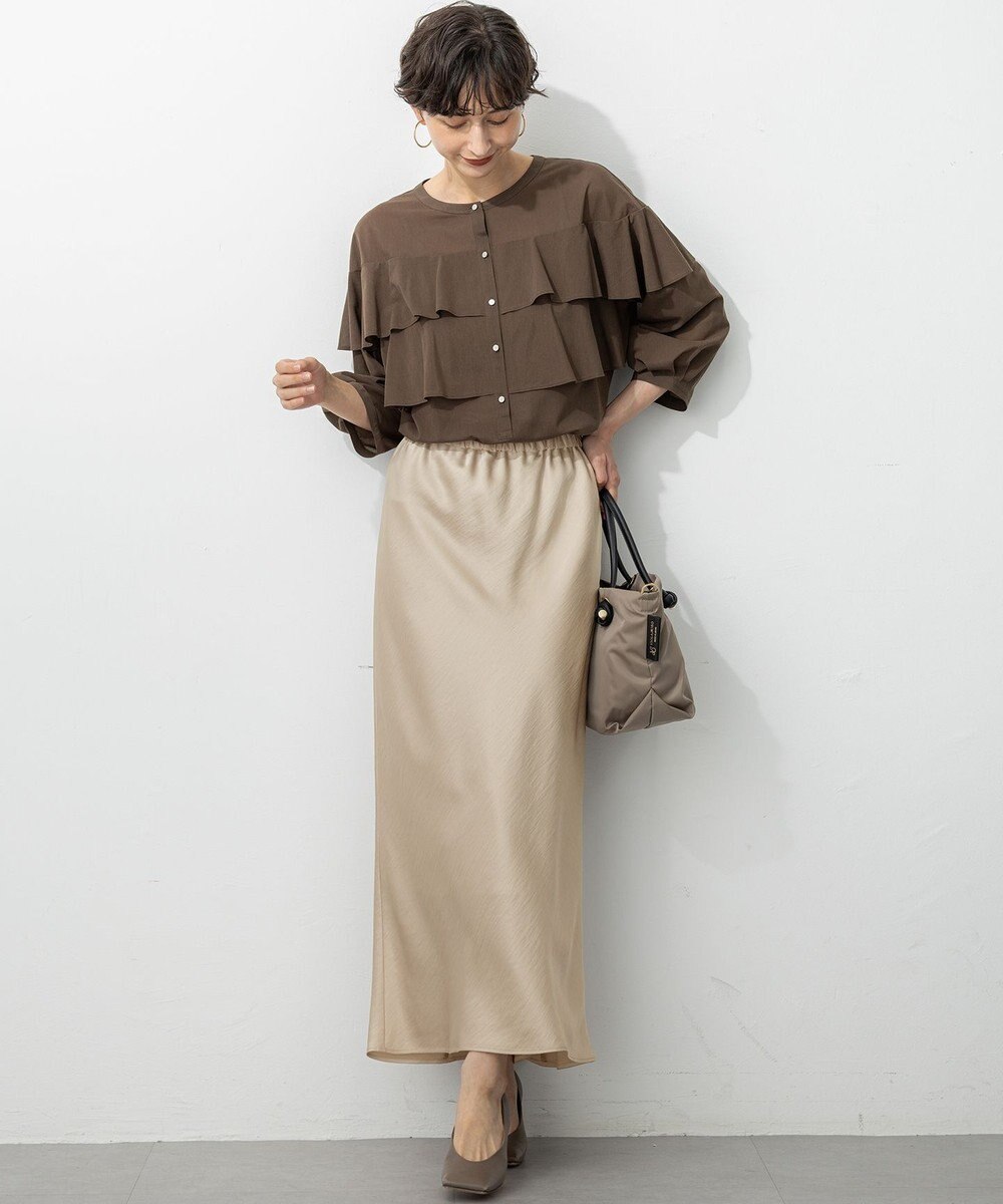 23区 S 【洗える】テクスチャーサテン ナロー スカート 