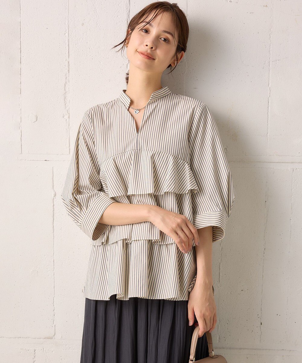 組曲 コンパクトシャーティングティアード ブラウス 