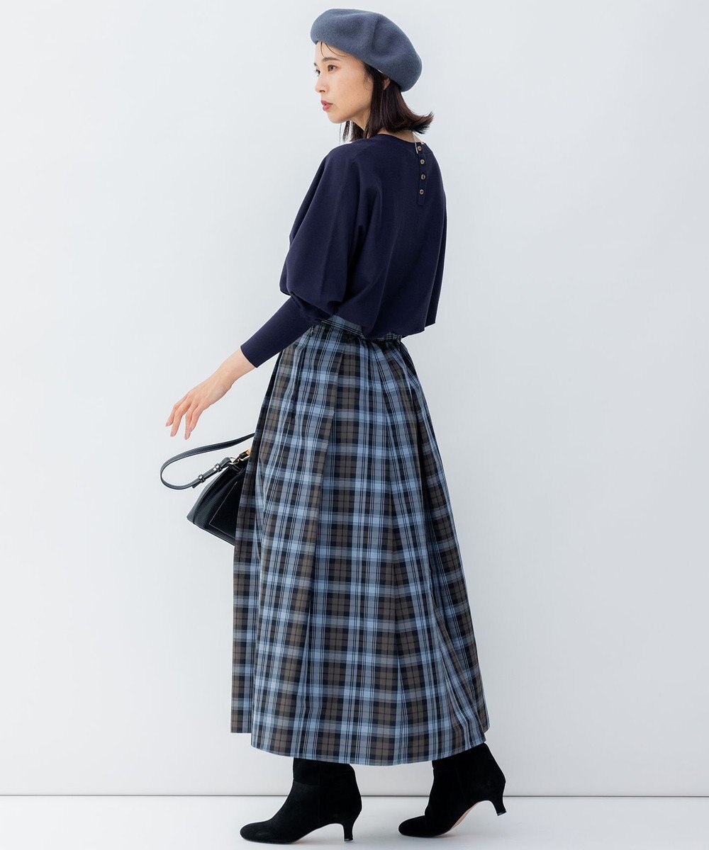 23区 【洗える】ナイロンチェックタフタ タックスカート 