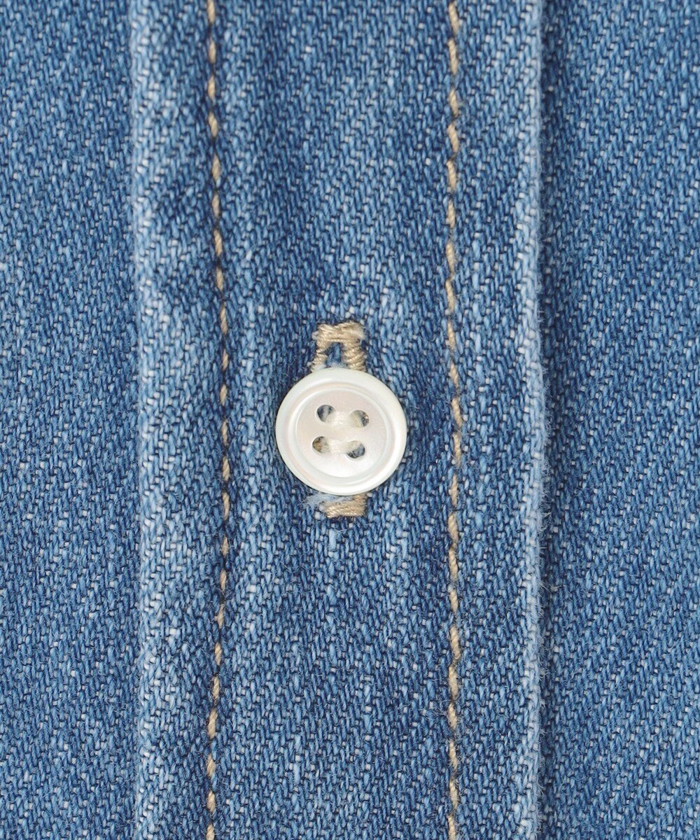 BEIGE， 【洗える・BAILA 11月号掲載】MARKEL / ボウタイ付きシャツカラーデニムシャツ 