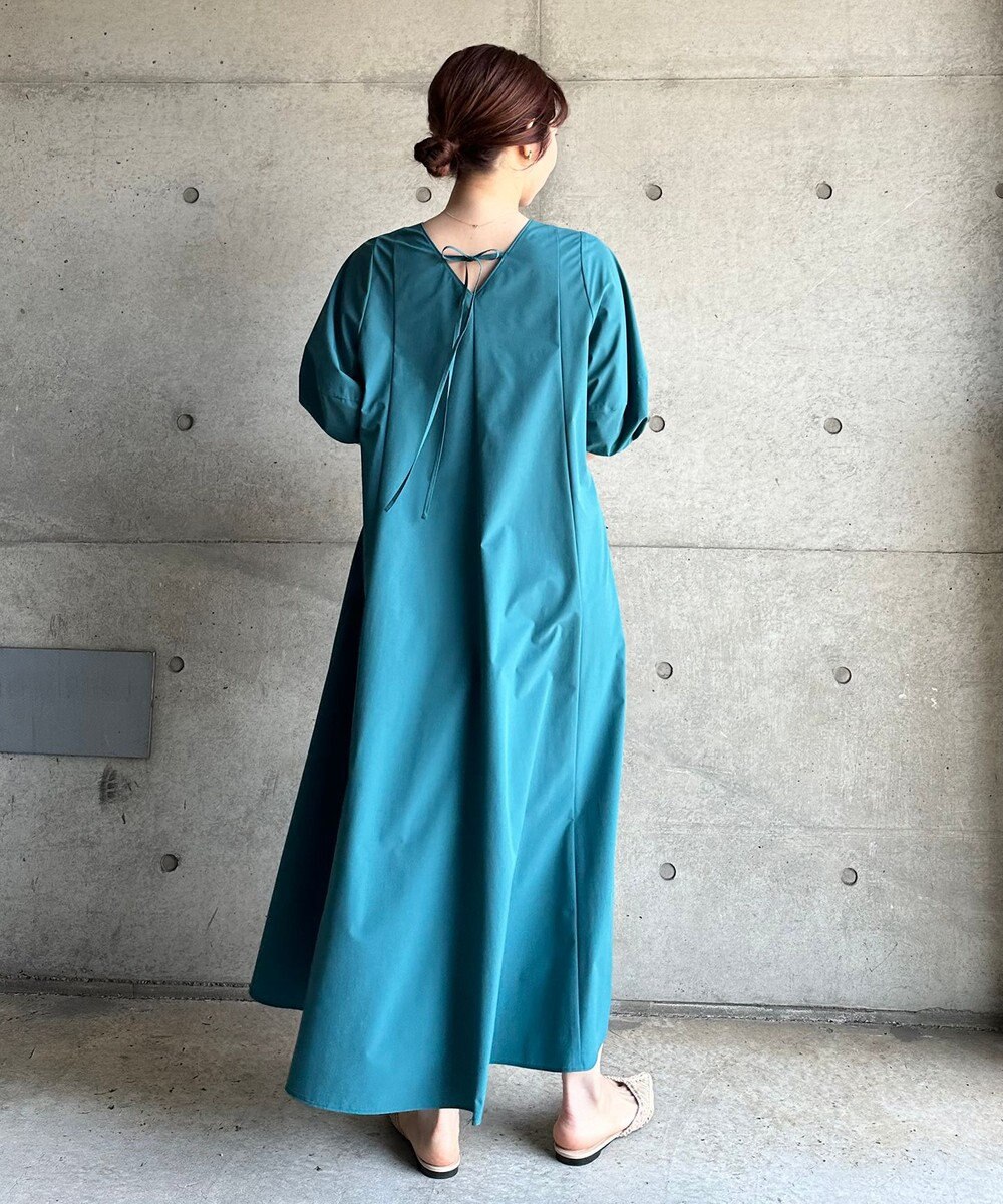 UNFILO 【撥水/シワになりにくい】FINE MOVE ランタンスリーブワンピース 