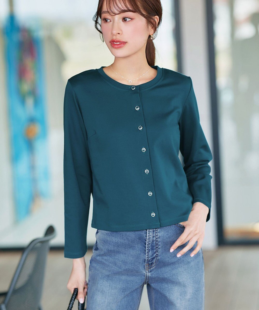 Tiaclasse L 「サマさまカットソー」フレームボタンカーディガン 