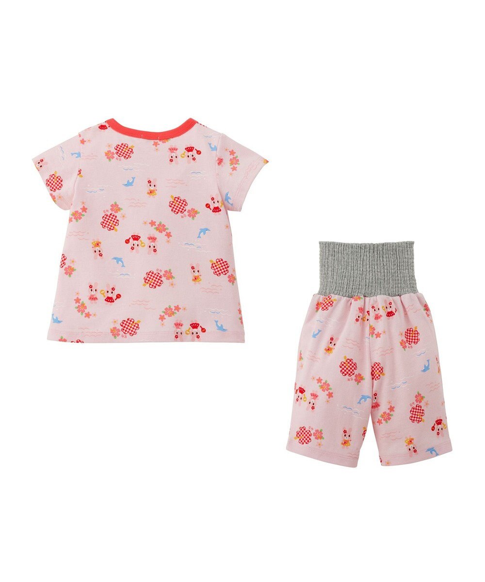 MIKI HOUSE HOT BISCUITS 【80-120cm】 リゾートキャビット 腹巻き付き タック天竺素材 半袖パジャマ 