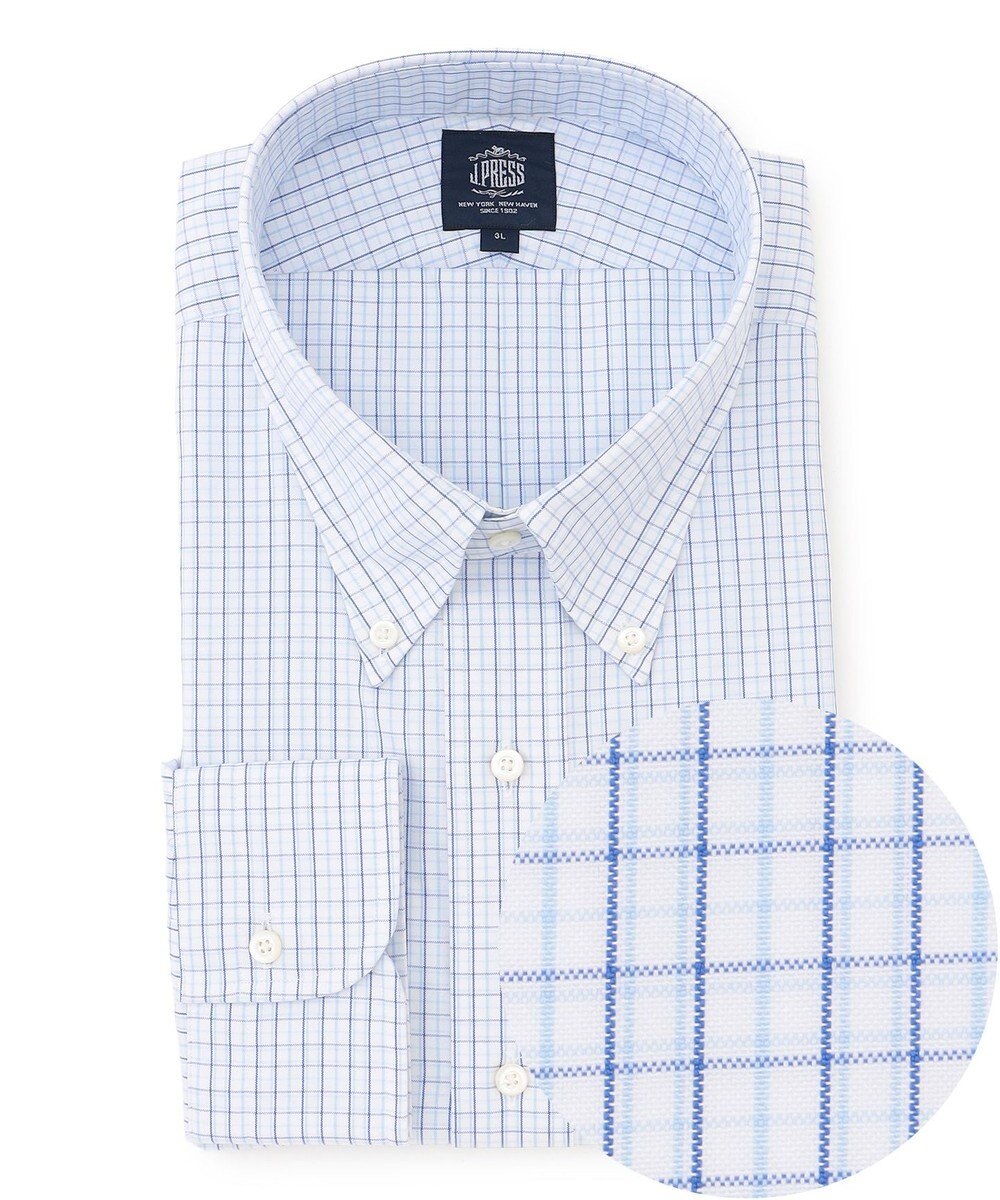 J.PRESS MEN 【KING SIZE】【PREMIUM PLEATS / 形態安定】タッタソールチェック ドレスシャツ / B.D. 