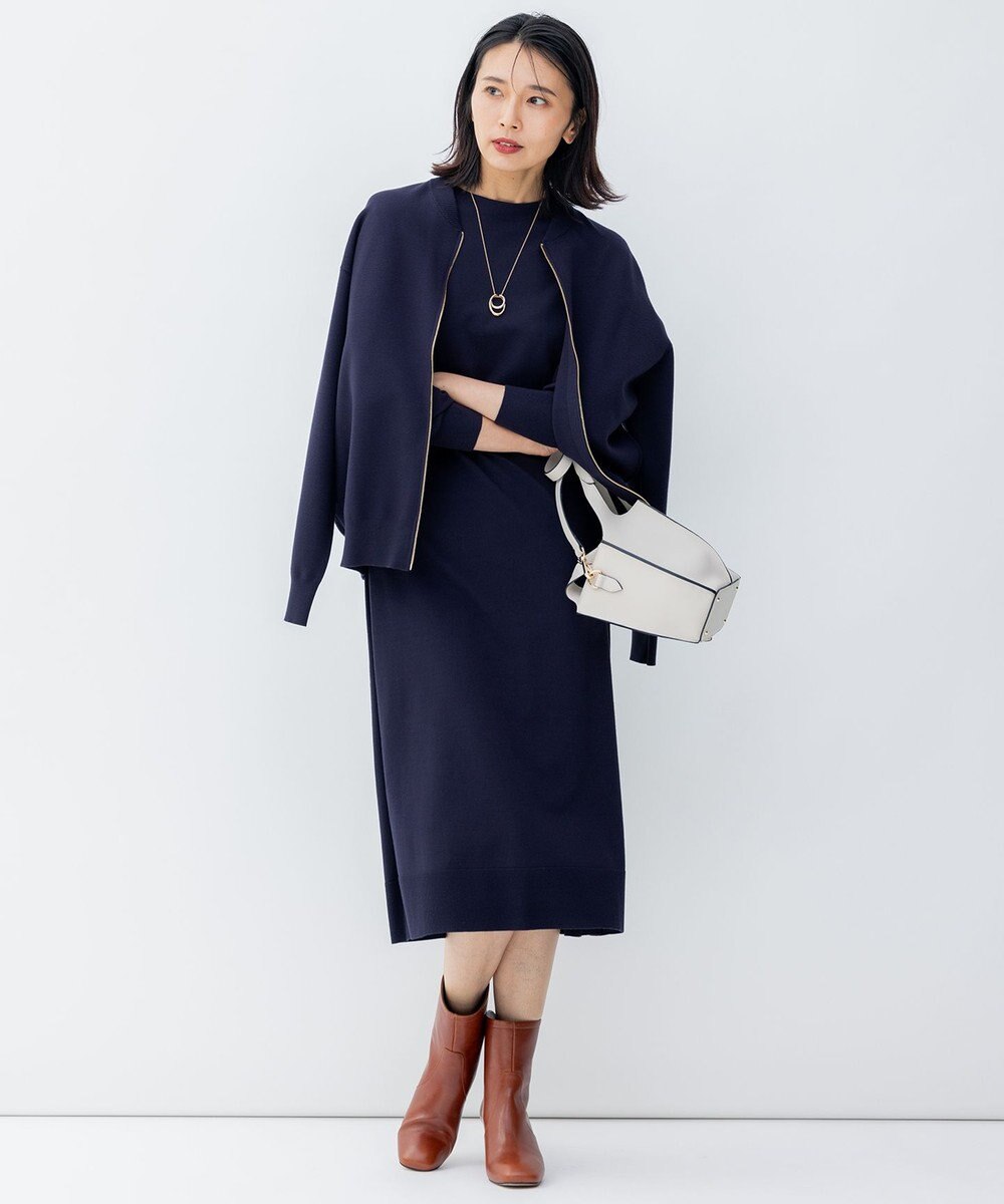 23区 【洗える】ヴィスコースストレッチ ストレート ニットワンピース 