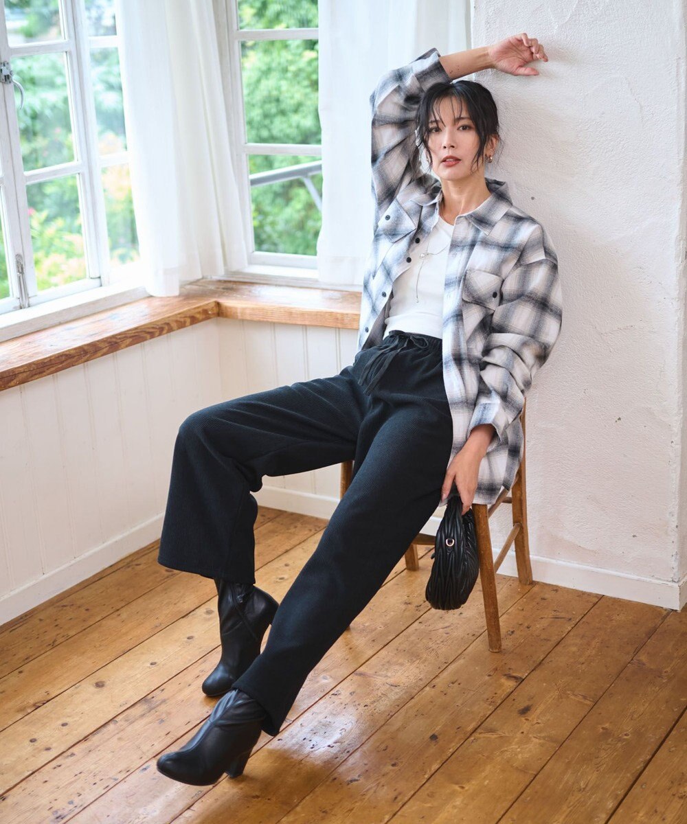 WEGO 【WEB限定/25年秋冬新作/ウエストゴム】裏ベロアワイドイージーパンツ 