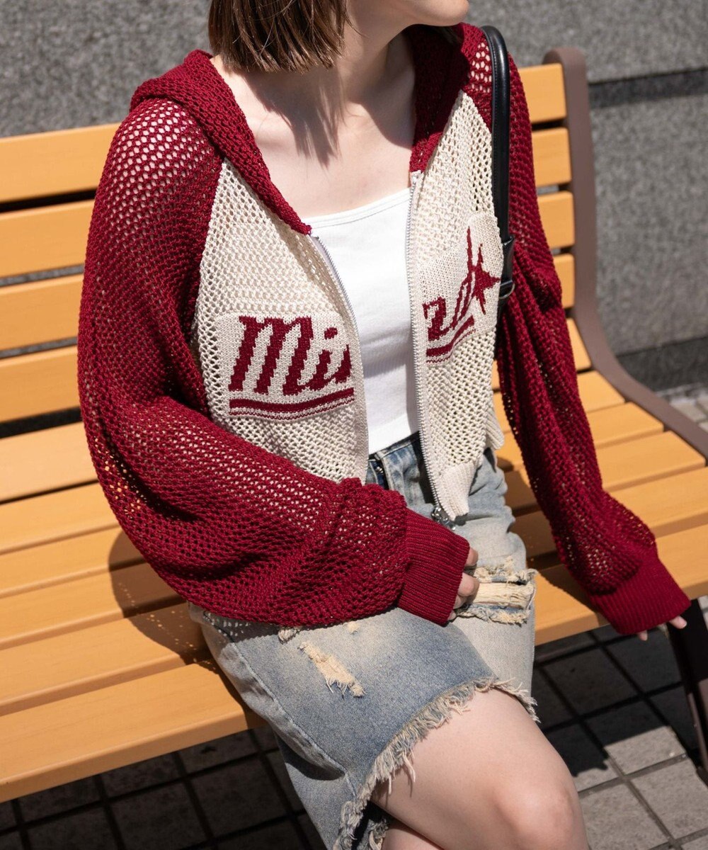 WEGO メッシュラグランニットパーカー 