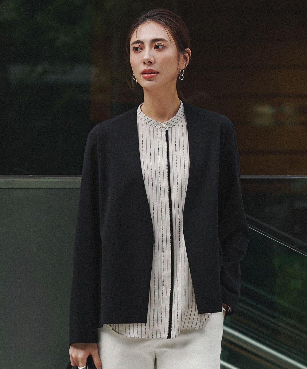 ICB ナイロンストレッチポンチ ノーカラージャケット 