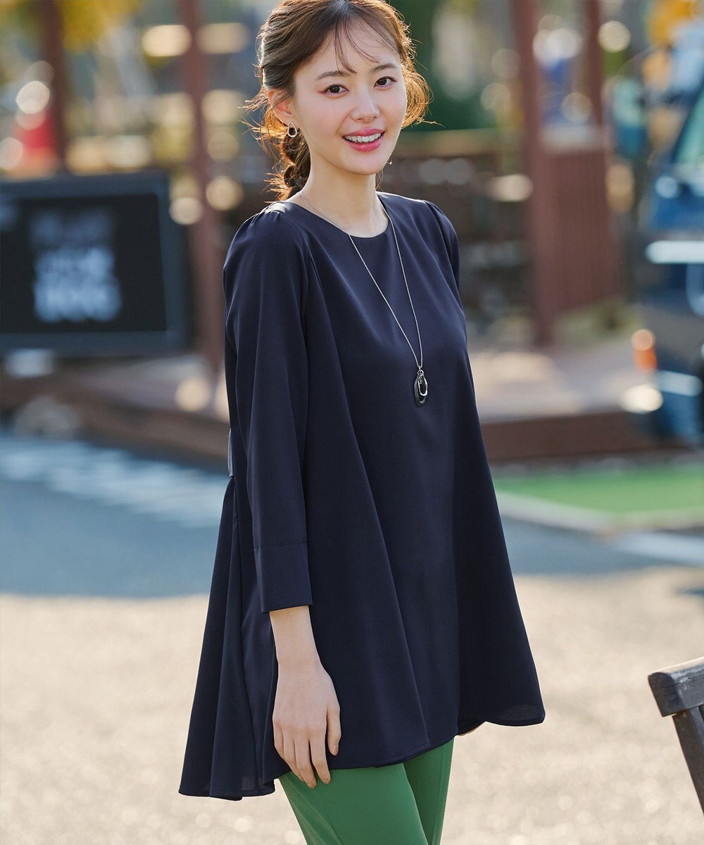 Tiaclasse L 【おのののかさん着用】半袖＆七分袖選べる袖丈バックフレアチュニック 