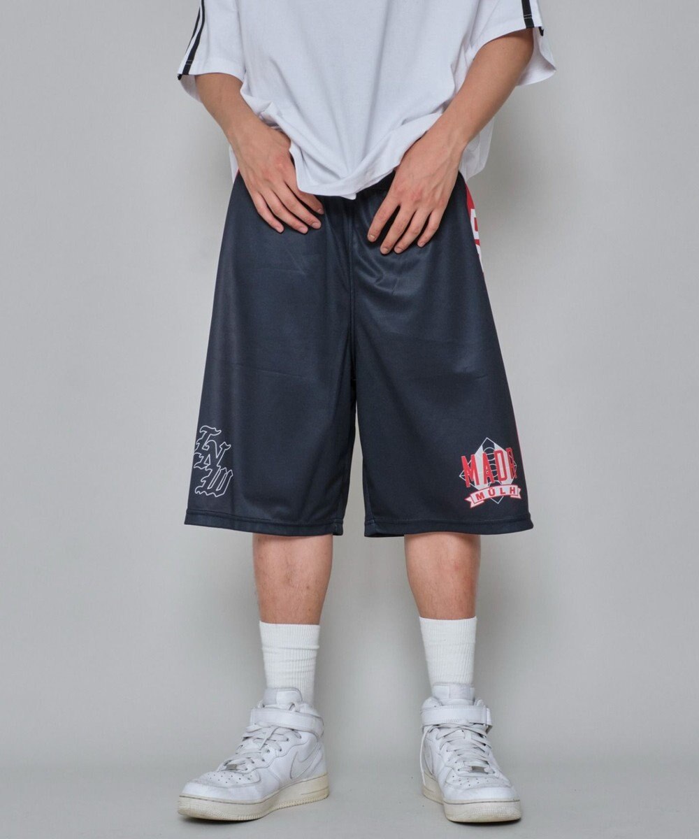 WEGO 【ユニセックス着用ITEM/ウエストゴム/MLサイズ展開】メッシュライングラフィックショーツ 