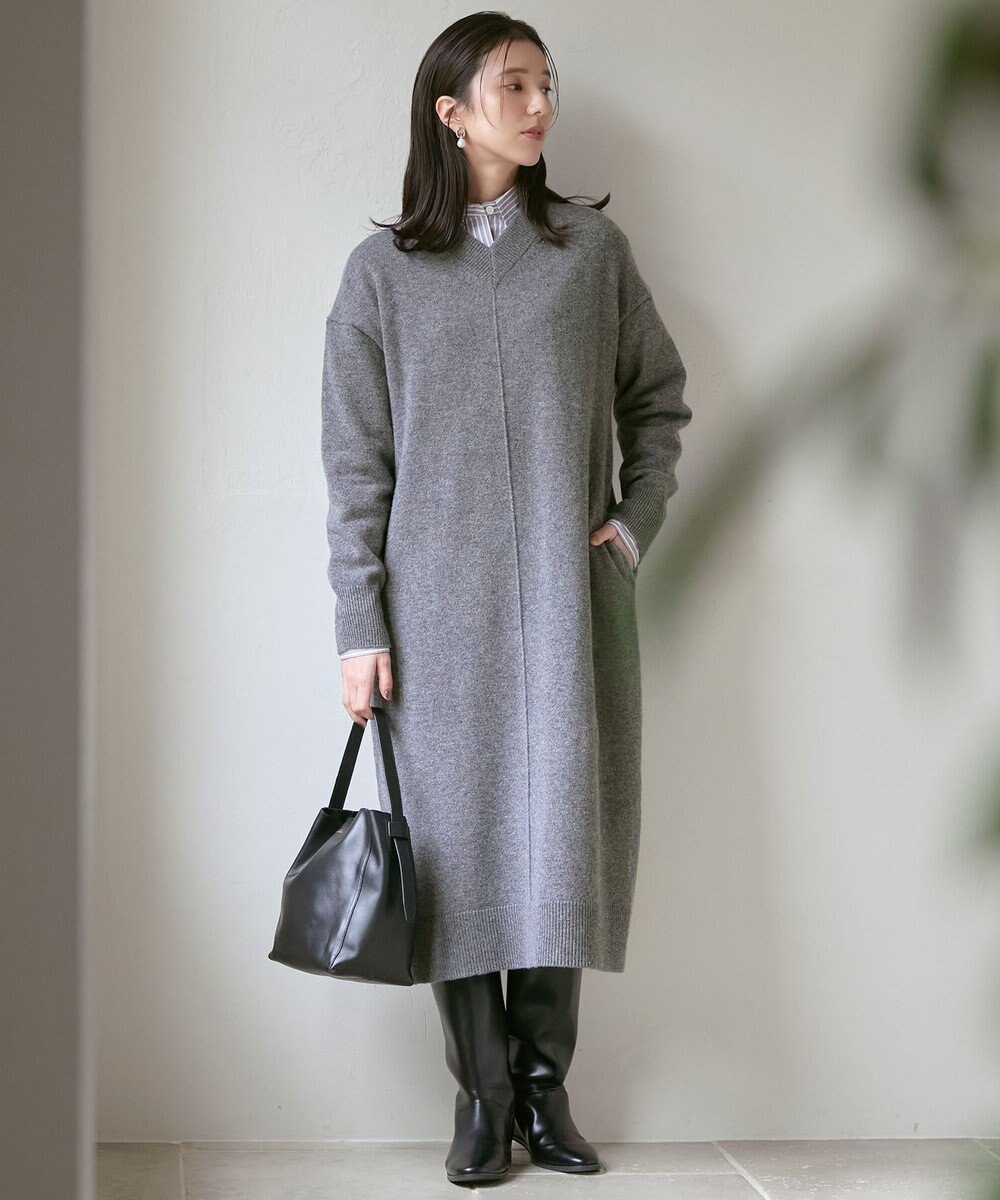 23区 S 【SLOW/一部店舗限定】ニットトータル Vネック ワンピース 