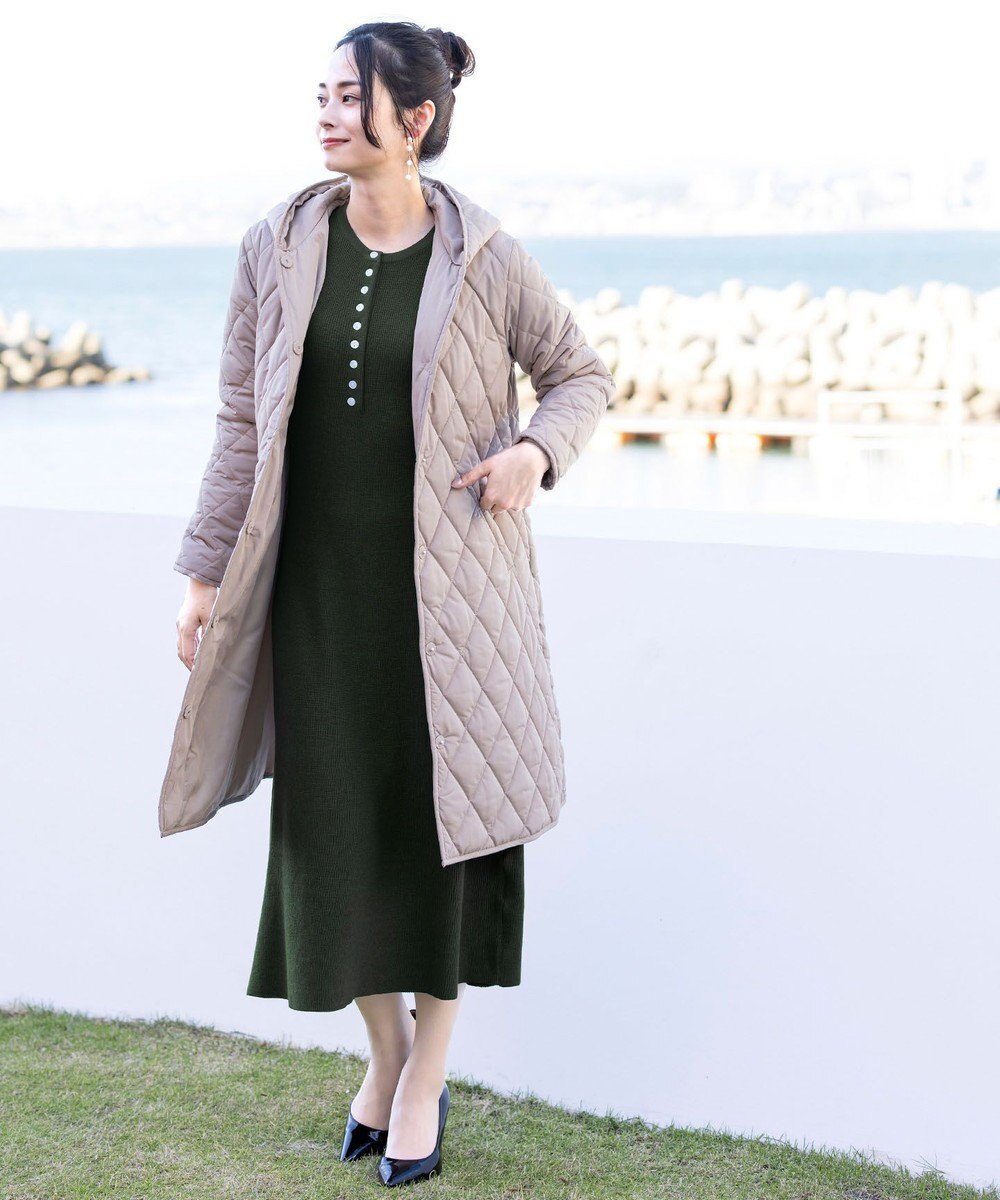 Tiaclasse 【洗える】パフ袖が大人可愛い袖コンビニットワンピース 