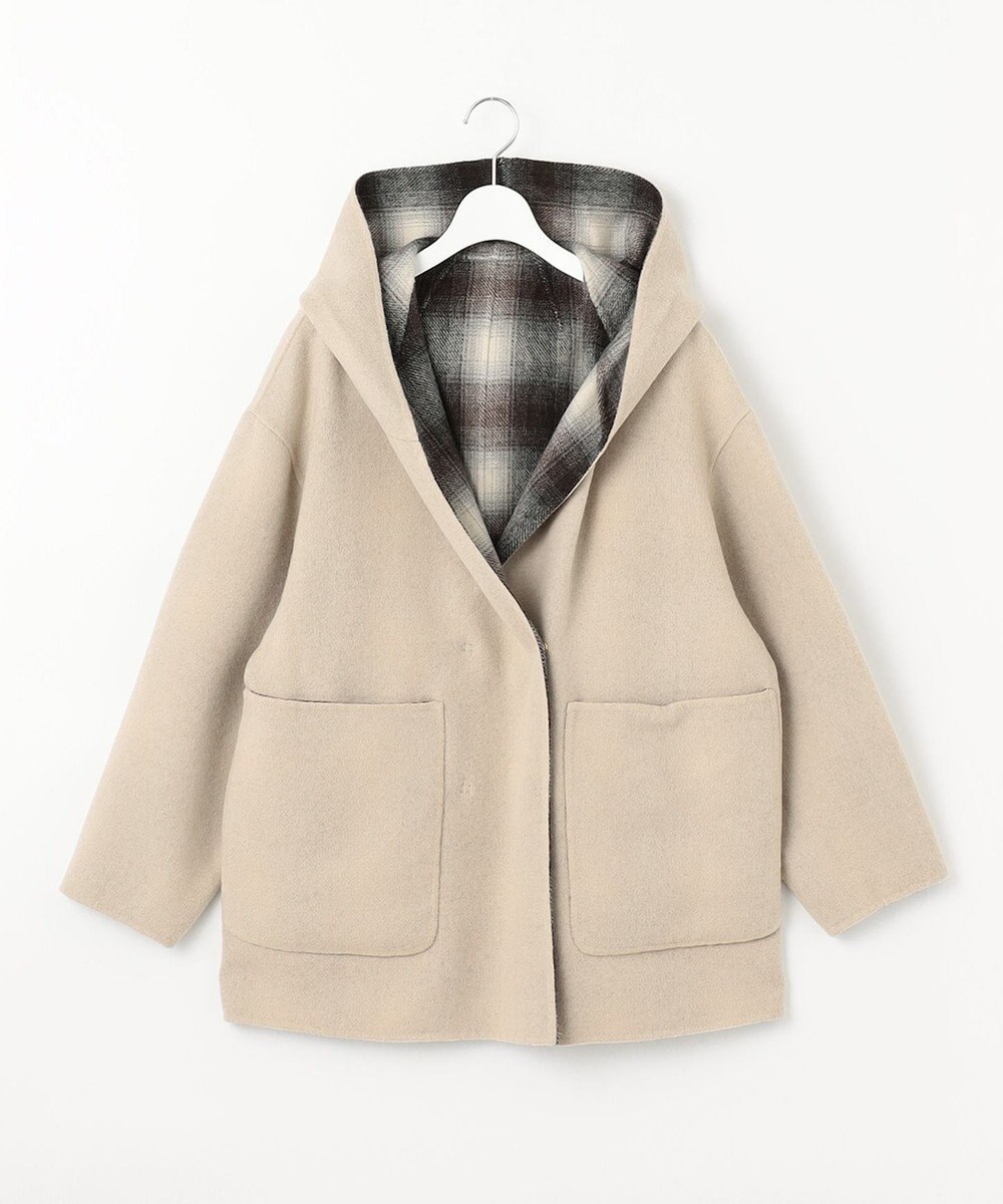 自由区 【リバーシブル】ウールリバー フード付きショートコート 