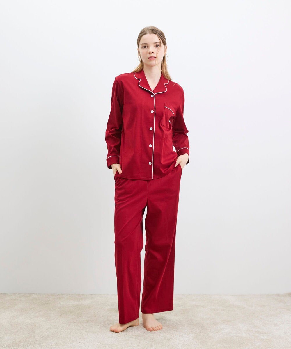 une nana cool 【綿100%】60/1 シルケットスムース 長袖開襟 MADE WITH LIBERTY FABRIC 