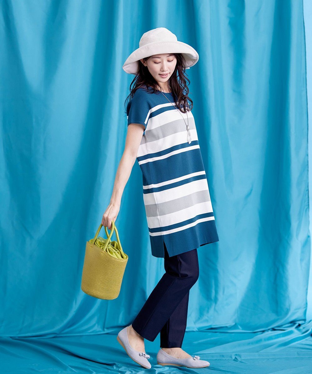 Tiaclasse 【新色追加・洗える】マルチボーダーフレンチニットチュニック 