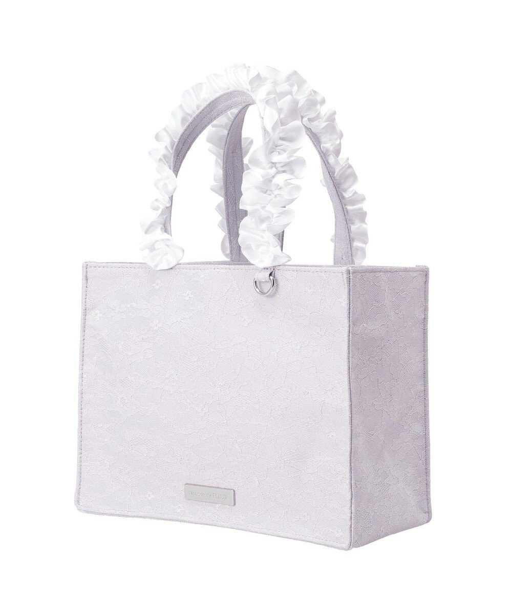 Maison de FLEUR ブルーマニアフリルハンドルスクエアトートバッグ 