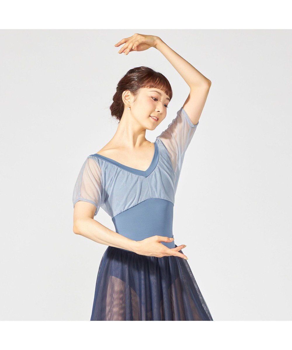 Chacott ドレープスリーブレオタード 