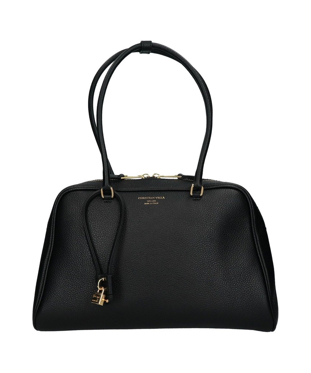 INTER-CHAUSSURES 【CHRISTIAN VILLA】チャーム付きシュリンクレザーハンドバッグ 