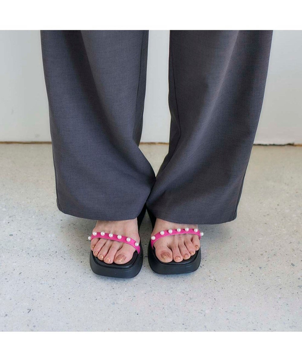 MODE ET JACOMO <noyau>パールデザイン厚底スポーツサンダル 