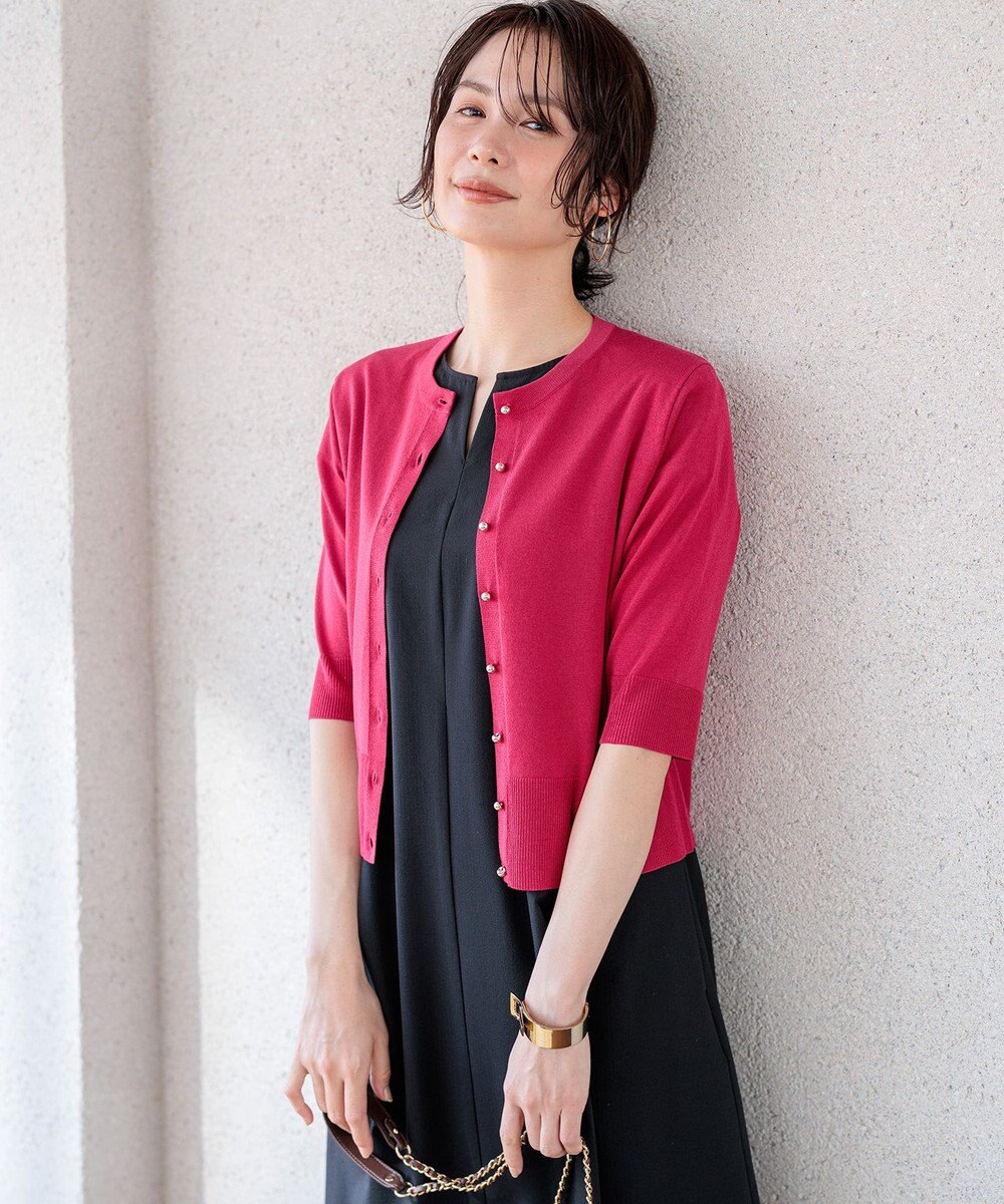組曲 【先行予約】シアーニット5分袖 カーディガン 