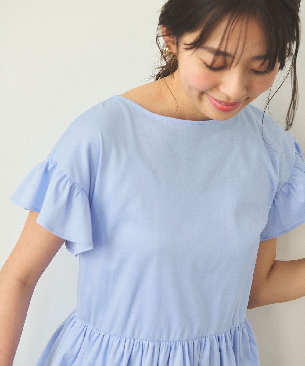 Feroux 【UVケア】フリルスリーブペプラム カットソー 