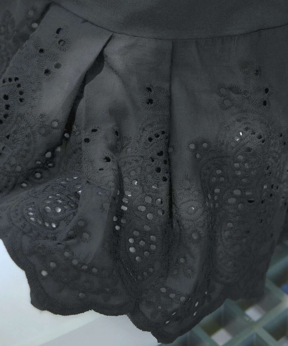 Tiaclasse 【洗える】刺繍レースドッキングカットソートップス 