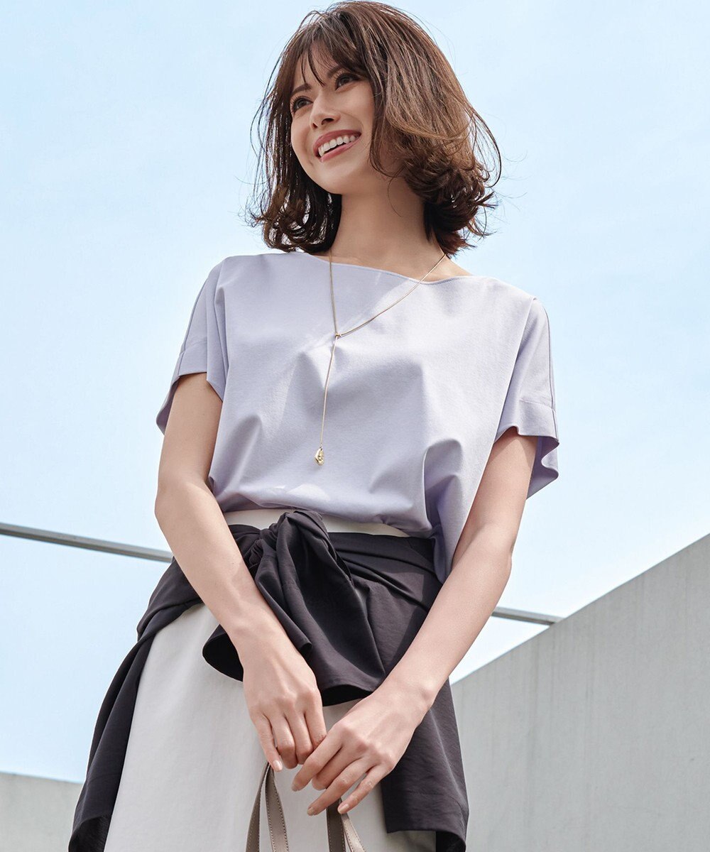 23区 【汗じみ防止/洗える】スムースデザイン フレンチスリーブ Tシャツ 