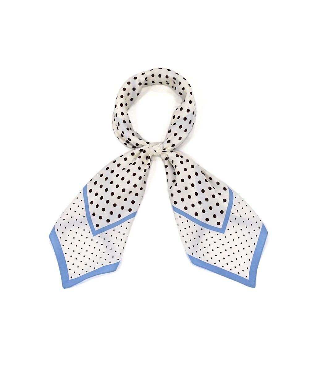 Marca 【Marcaオリジナル】ラインボーダードット 小判 シルクツイル スカーフ 