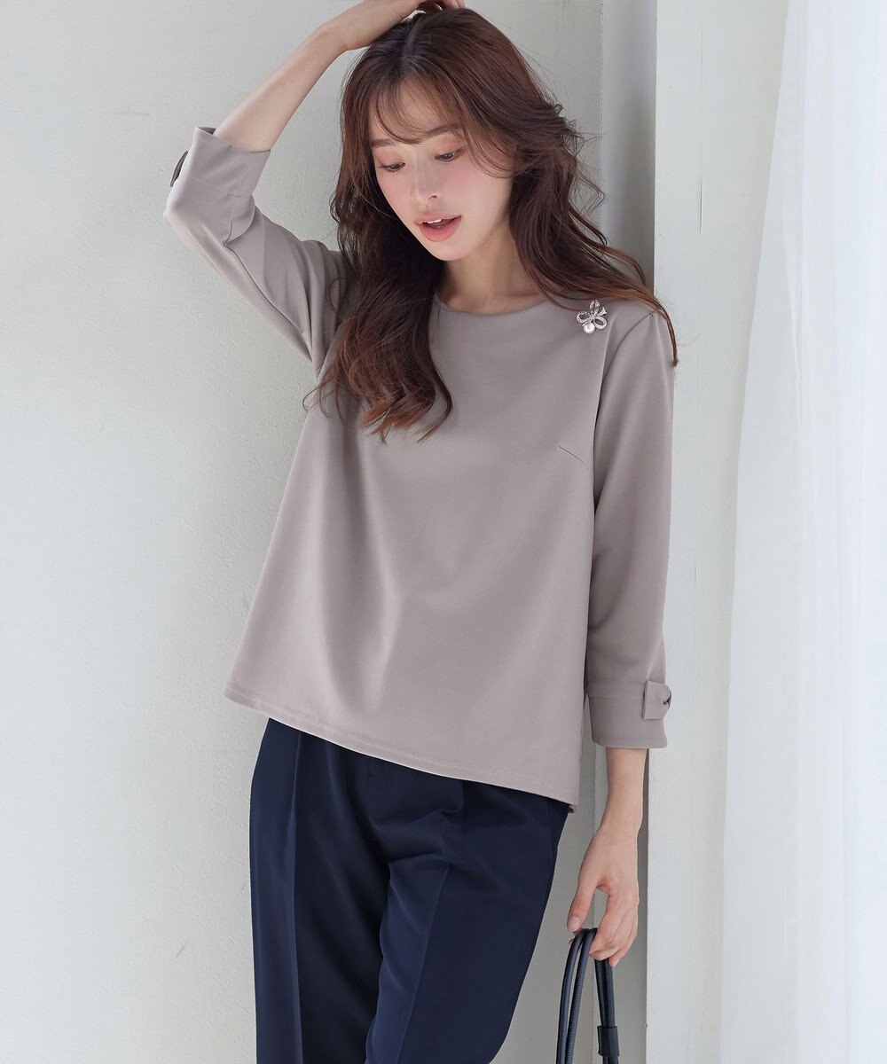 Tiaclasse 【洗える】リボン袖ポンチトップス 